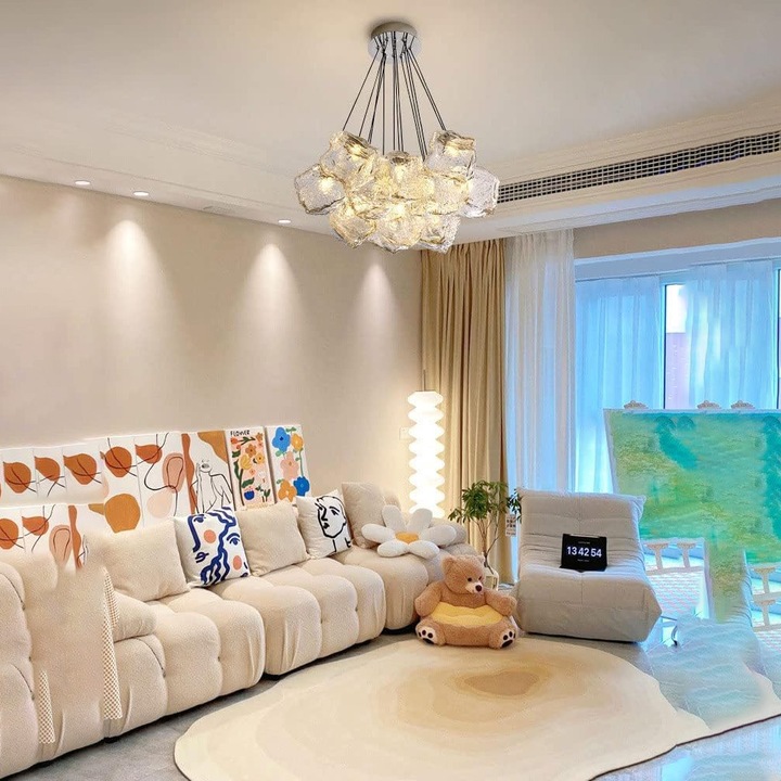 Lustra MODERNA, tip Pendul, ECOLUCE, Glob, 13xE27, Inaltime Reglabila, Crom