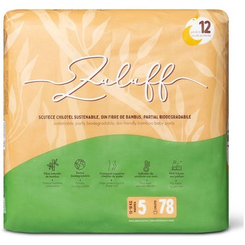 Scutece chilotel de unica folosinta din bambus, Nr. 5, 13-18 kg, 78 bucati, Zuluff