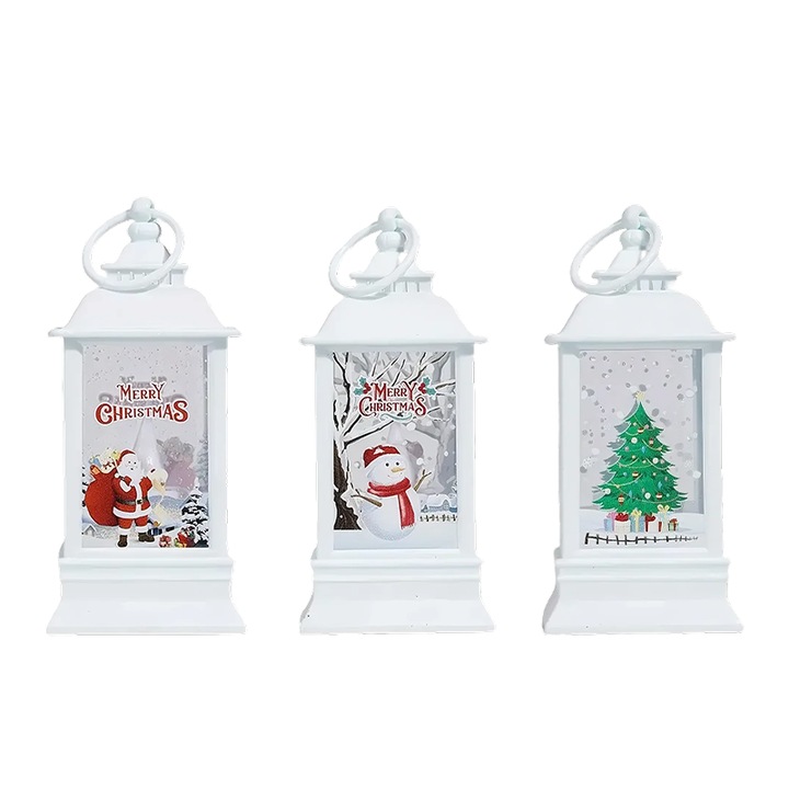 3 buc lumini de Craciun, decoratiuni luminoase pentru birou, inclusiv Mos Craciun alb, brad de Craciun si om de zapada alb