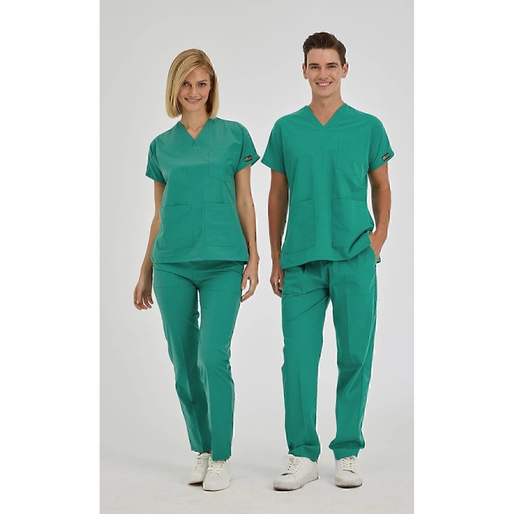 Costum medical Dr. Grey's Tericotton Surgery verde, uniforma medicala, set uniforme medicale, ÇİZGİ MEDİKAL