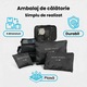 Set 6 huse organizare bagaj, pentru voiaj, accesorii valiza/troler, Sistem compresie/extensie cu fermoar, Impermeabile, Portabil si pliabil, Ideal pentru vacante de familie, Negru albastru inchis