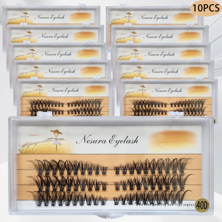 Gene tip vulpe 600 buc 10 cutii gene false, microfibra, aspect natural, reutilizabile, Negru