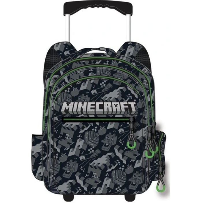 Troler Minecraft 46 cm, design modern, impermeabil, 27l, spate buretat