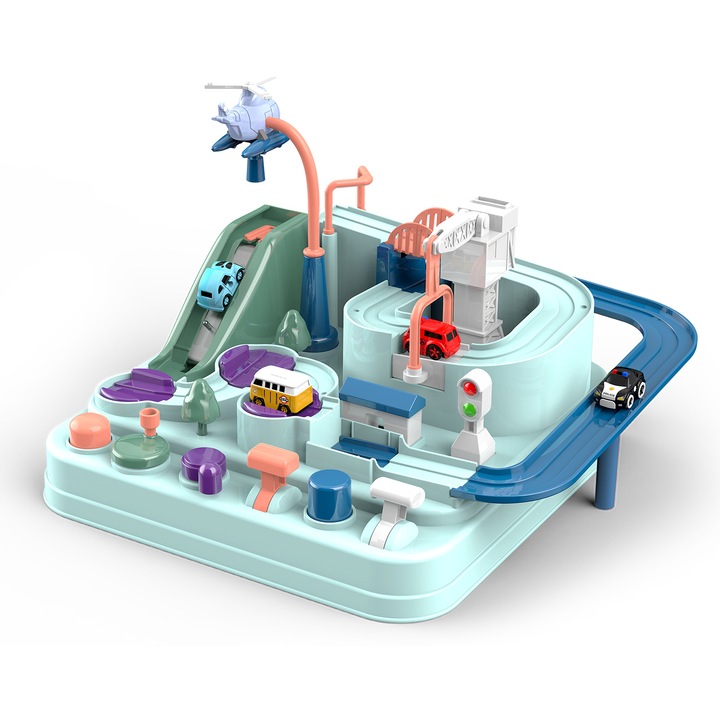 Játék gyerekeknek Whimsiqa®, autós kaland, versenypálya, négy kis autóval