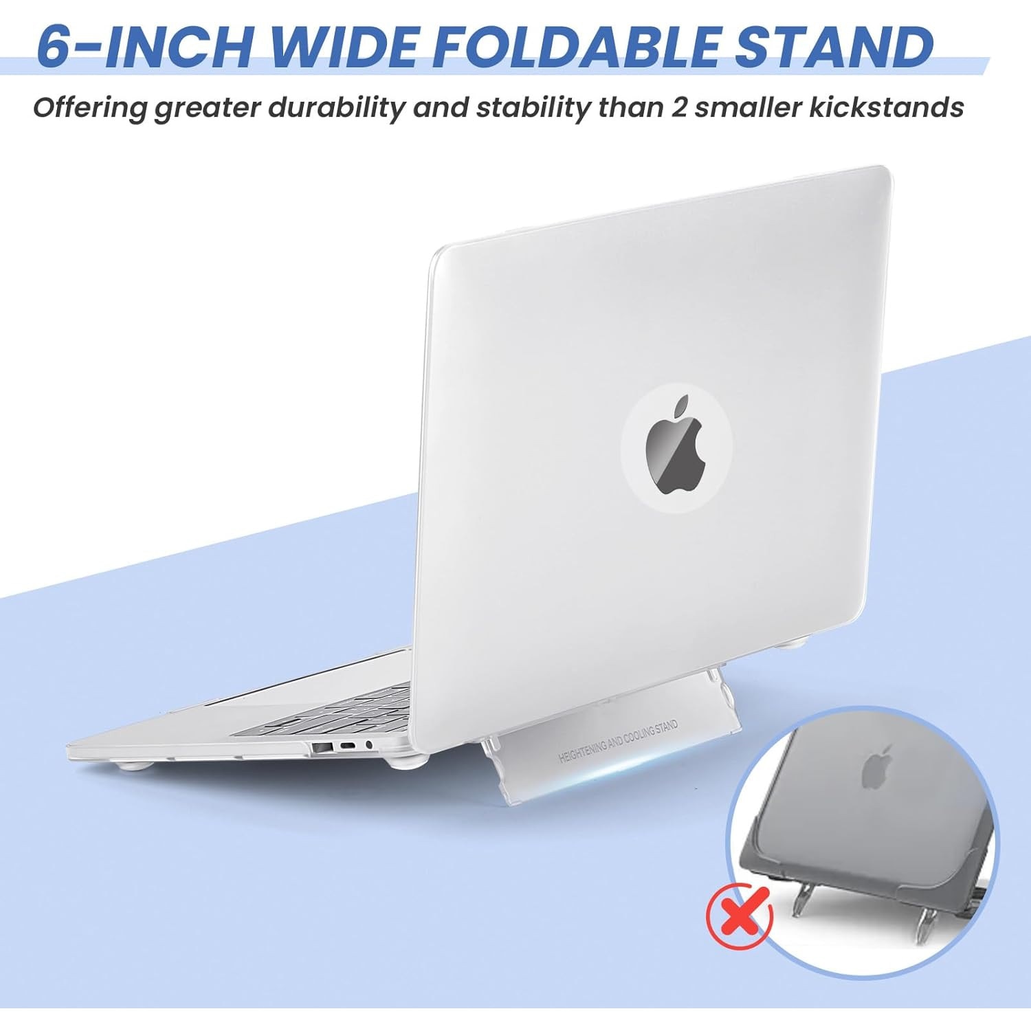 EXCITAT® Husa rigida mata compatibila cu MacBook Air 13.6" (A2681 / A3113 / A3240 / A3449) – Carcasa semi-transparenta cu suport ascuns, pentru M2 / M3 /M4 2022–2025