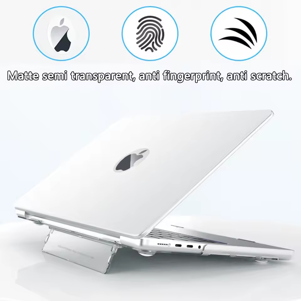 EXCITAT® Husa rigida mata compatibila cu MacBook Air 13.6" (A2681 / A3113 / A3240 / A3449) – Carcasa semi-transparenta cu suport ascuns, pentru M2 / M3 /M4 2022–2025