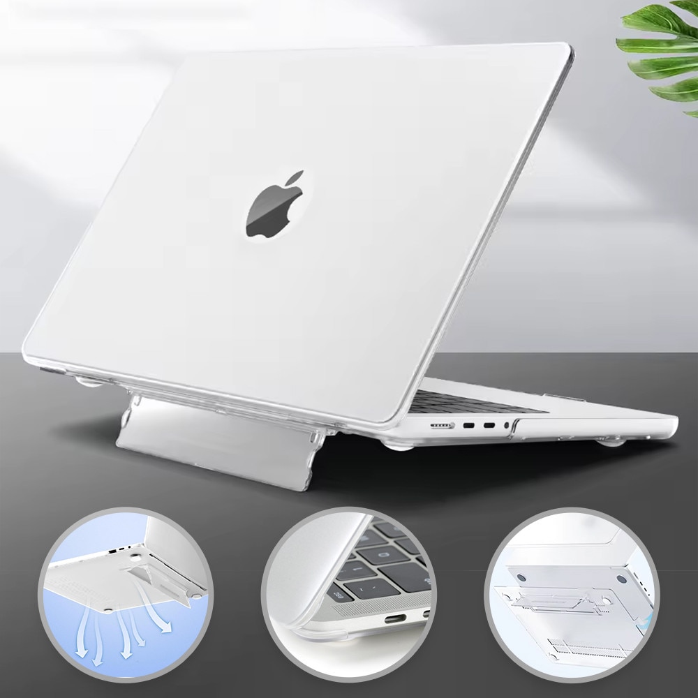 EXCITAT® Husa rigida mata compatibila cu MacBook Air 13.6" (A2681 / A3113 / A3240 / A3449) – Carcasa semi-transparenta cu suport ascuns, pentru M2 / M3 /M4 2022–2025