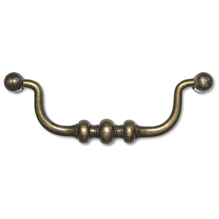 Дръжка за мебели рустик 126x44 мм, античен цинк, месингова дръжка 116 мм