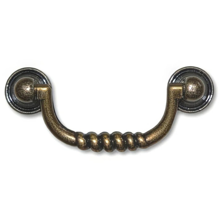 Дръжка за мебели от рустик, цинк, античен месинг, 83x31 мм, дръжка 64 мм