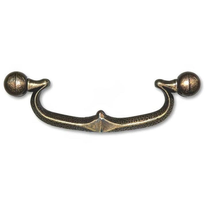 Дръжка за мебели рустик, цинк, античен месинг, 92x30 мм, дръжка 81 мм