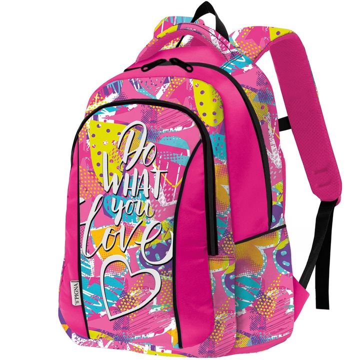 Rucsac Pigna Hearts Pink, 49x35x16 cm