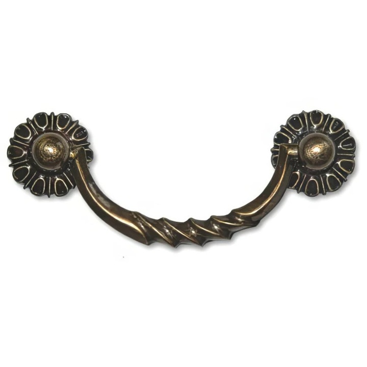 Мебелна дръжка от цинк, античен месинг, рустикална, 102 мм с винтово закрепване M4