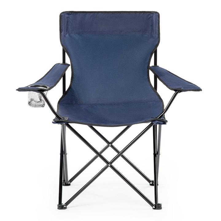 Сгъваем къмпинг или риболовен стол Sersimo, поставка за чаша, син+