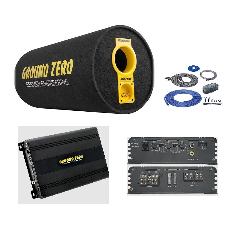 GROUND ZERO GZHA4200XⅡ Pachet Subwoofer Tub Ground Zero + Amplificator Ground Zero + Kit