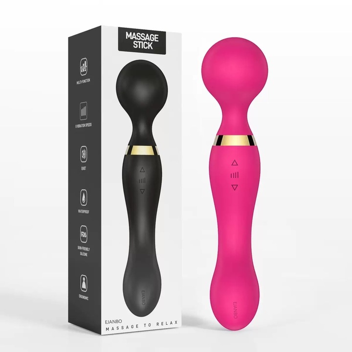Vibrator EJANBO VibeControl pentru stimulare G-Spot si clitoridiana, 20 moduri de vibratie, fuchsia, 22x5.4 cm