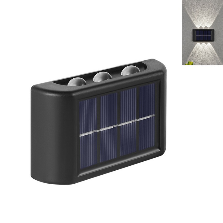 Комплект от 2 соларни външни лампи, водоустойчиви, бяла светлина, 5,7 × 8,9 × 2,3 см