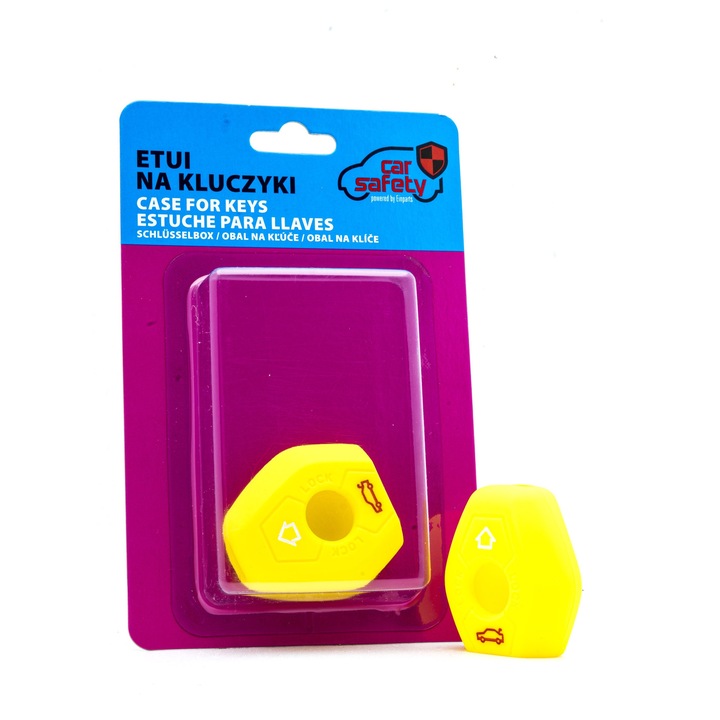 Husa cheie auto, CARSAFETY, silicon, galben, compatibila cu BMW 3, 5, 7, X3, X5, Z3
