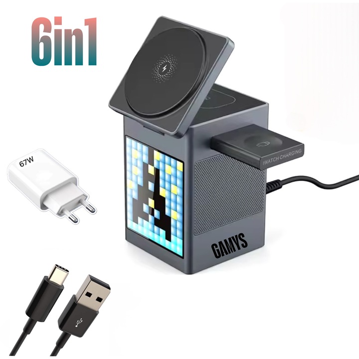 Incarcator Wireless telefon, ceas si casti GAMYS - Multifunctional 6 in 1