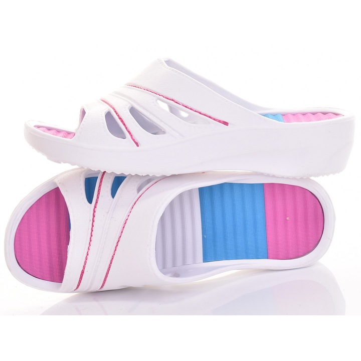 Slapi cu platforma, Martinus, respirabili, alb, material sintetic spuma, 41 EU