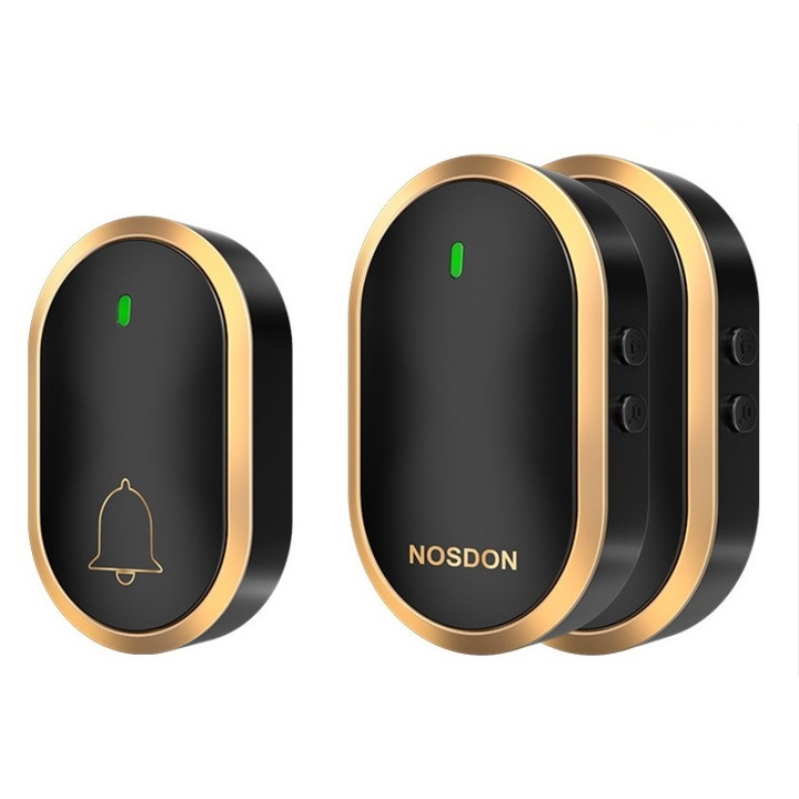 Sonerie Fara Fir, Wireless, IP44, Distanta 300m, Negru