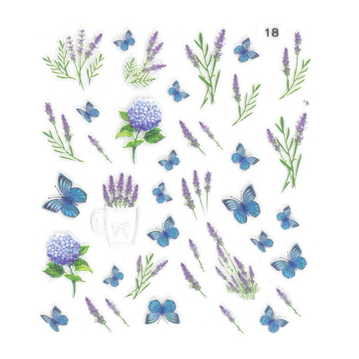 5D körömdíszítő készlet, Allepaznokcie, virágok és pillangók, többszínű, professzionális és személyes használatra