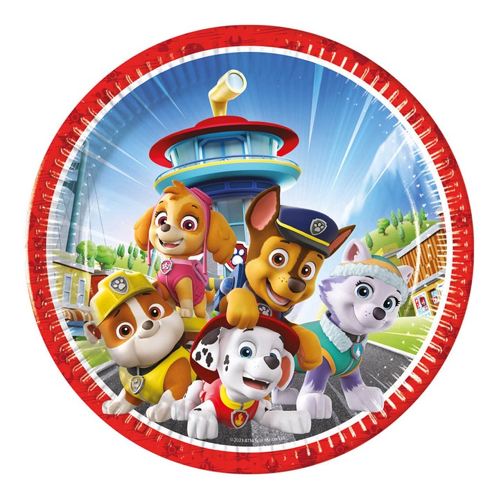 8 darabos papírtányér készlet Mancs őrjárat, 23cm, többszínű