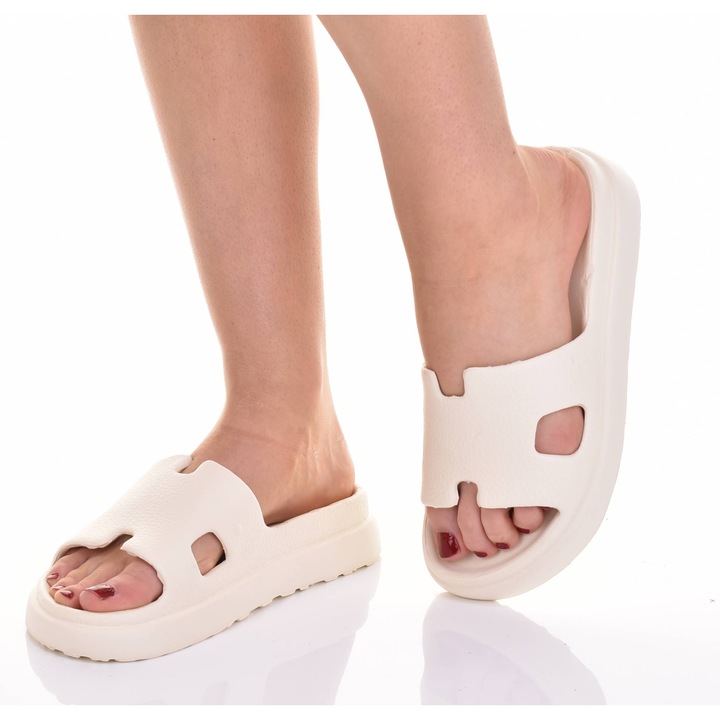 Slapi cu platforma, Martinus, spuma, bej, pentru femei