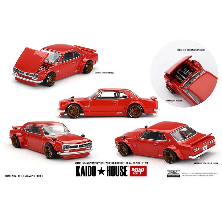 Autómodell, Nissan Skyline 2000GT-R (KPGC10) Kaido Street V1, 1969, 1:64, MIniGT/Kaido House