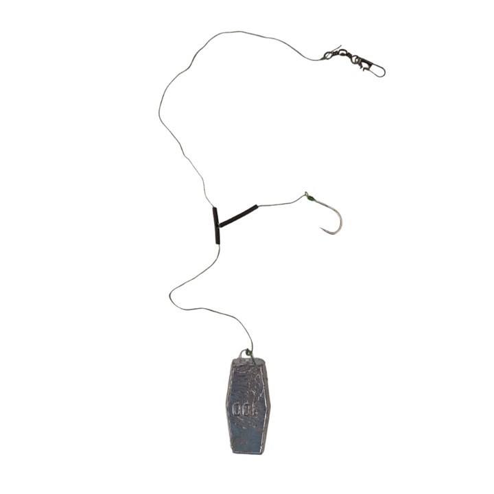 Harcsa, süllő, csuka, fenékszerszám, élő csalihoz, 3-as horog, 100gr-os ólom, textilfonal