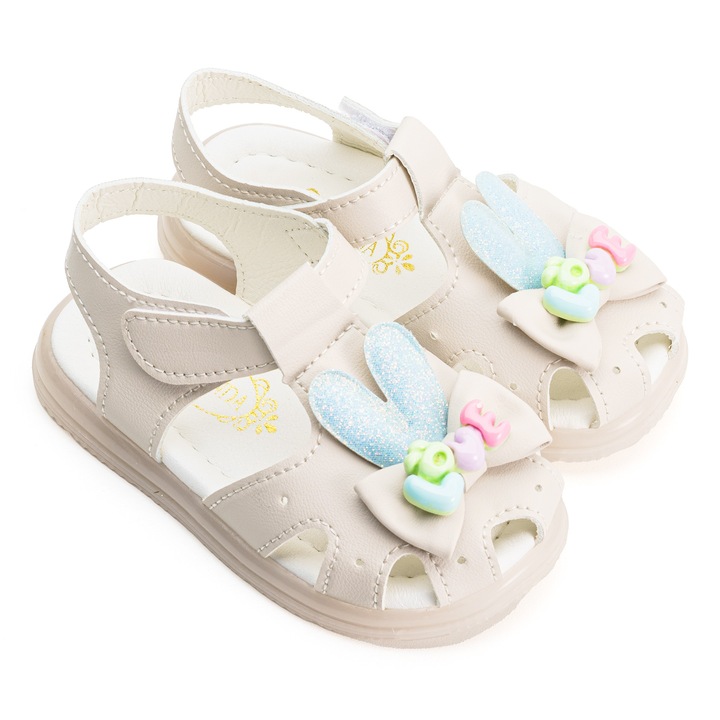 Детски сандали Mixbo, закопчаване с велкро, мека стелка, светлини на петата, Бежов