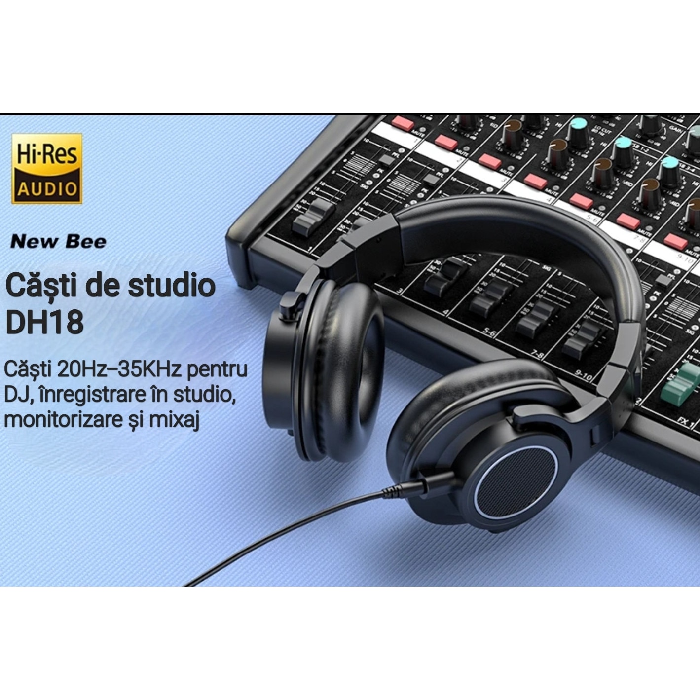 Casti audio profesionale New Bee DH81, Pentru Studio, DJ, Podcast ...