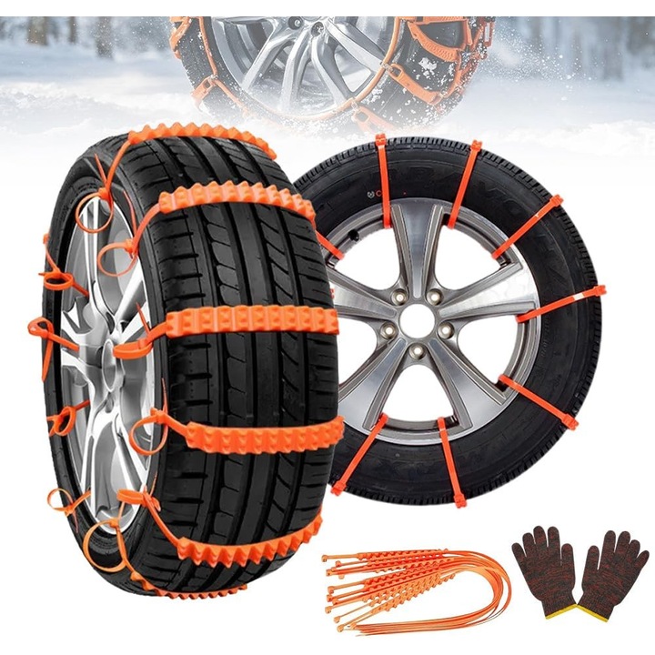 Lanturi auto, Buyya®, Set Coliere Ajutatoare Zapada, Fasete antiderapante universale pentru anvelope, Lanturi de zapada auto, set 20 buc, pentru zapada, rezistente la temperaturi de -35 grade, dimensiune anvelope 175x295mm