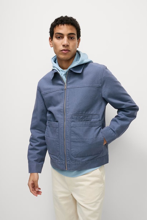 Marks & Spencer, Jacheta din denim cu fermoar, Albastru inchis, 2XL