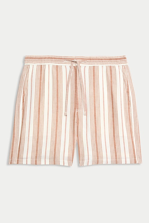 Marks & Spencer, Pantaloni scurti cu snur si dungi, Maro taupe deschis/Crem