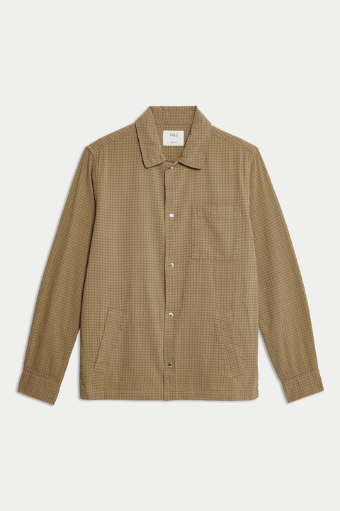 Marks & Spencer, Camasa in carouri cu buzunar pe piept, Maro taupe