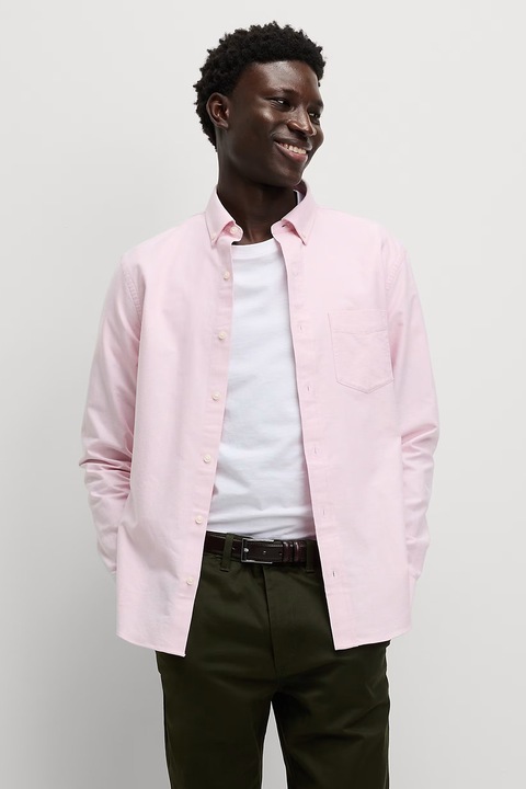 Marks & Spencer, Camasa slim fit cu guler fixat cu nasturi, Roz