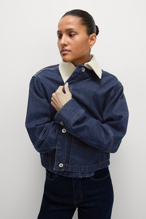 Marks & Spencer, Jacheta din denim cu guler contrastant, Albastru indigo