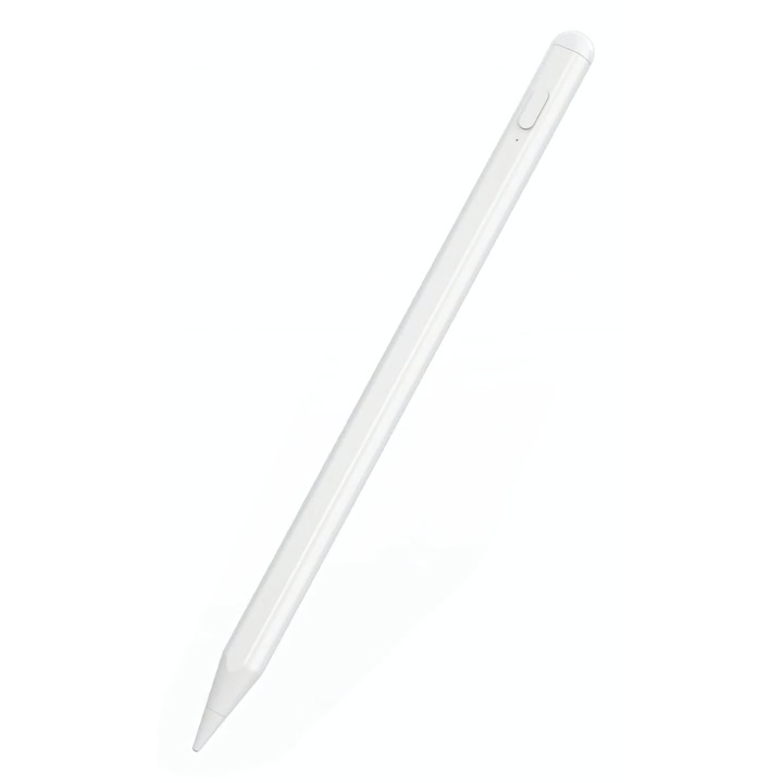Stylus Pen Magnetic cu Senzor de Presiune si Inclinare, Baterie 130mAh/3.7V, Indicator LED, Incarcare USB-C, Compatibil cu Display Capacitiv, Alb