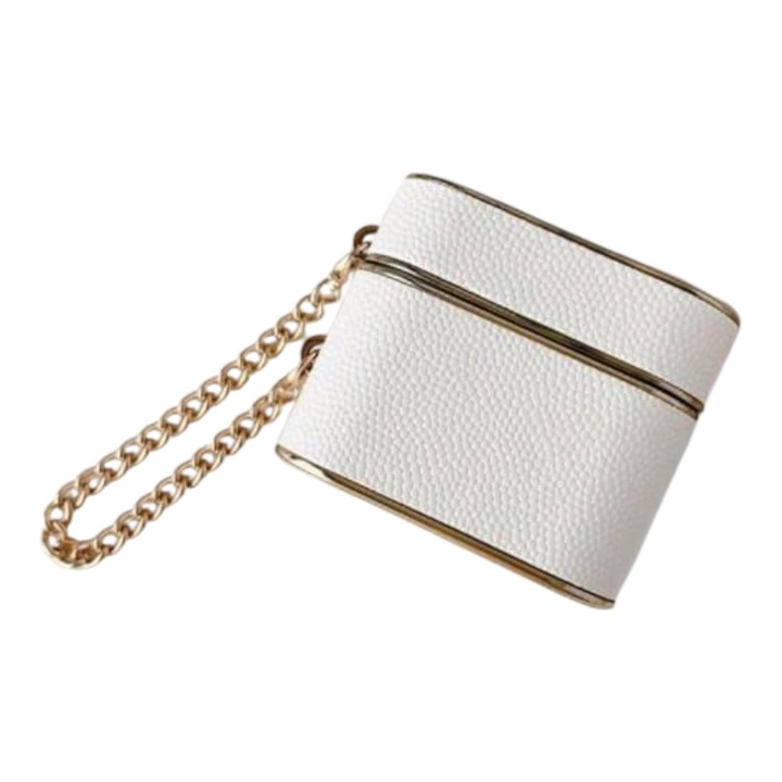 Cutie protectie pentru airpods, pro, din silicon si pvc, bej