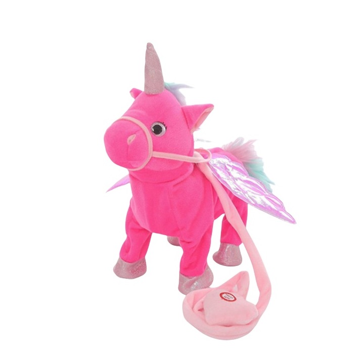 Jucarie plus electrica - Unicorn cu zabala si Pegas care merge si canta / Dragon-Cal roz deschis