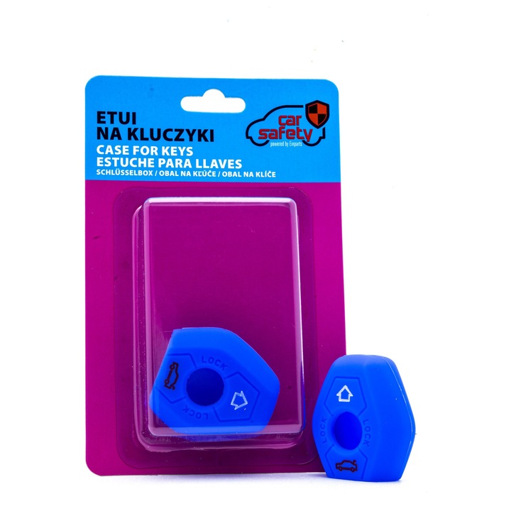 Husa cheie auto CARSAFETY, silicon, albastra, compatibila cu BMW 3, 5, 7, X3, X5, Z3