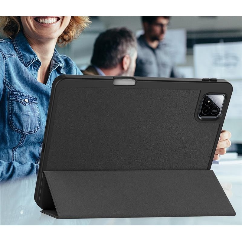 Husa inteligenta Xiaomi Pad 7/7 Pro 11.2” cu stylus, trezire automata, suport si protectie, auriu-roz, piele ecologica + plastic