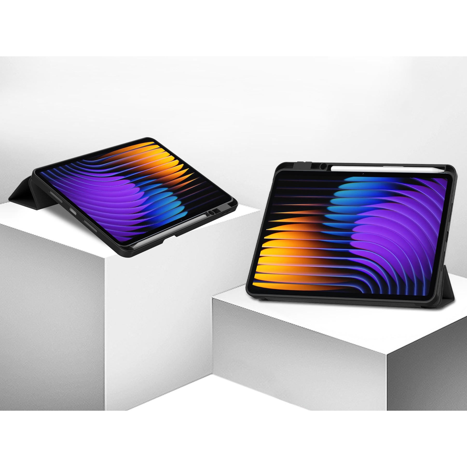 Husa inteligenta Xiaomi Pad 7/7 Pro 11.2” cu stylus, trezire automata, suport si protectie, auriu-roz, piele ecologica + plastic