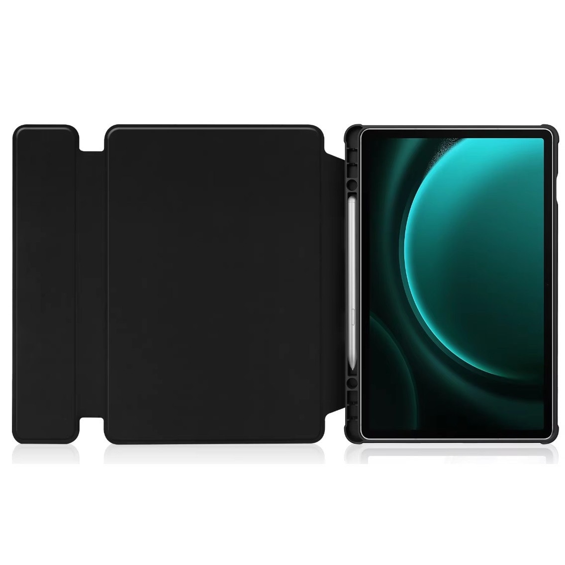 Husa cu tastatura wireless Samsung S9 FE 10.9” – suport, acces porturi, atasament magnetic, neagra, piele ecologica, set husa + tastatura, captuseala, potrivire perfecta