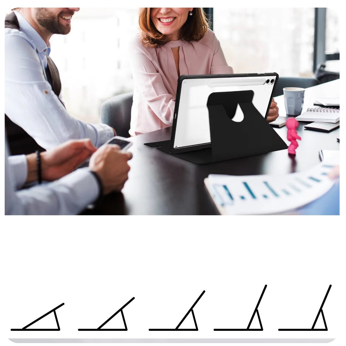 Husa cu tastatura wireless Samsung S9 FE 10.9” – suport, acces porturi, atasament magnetic, neagra, piele ecologica, set husa + tastatura, captuseala, potrivire perfecta