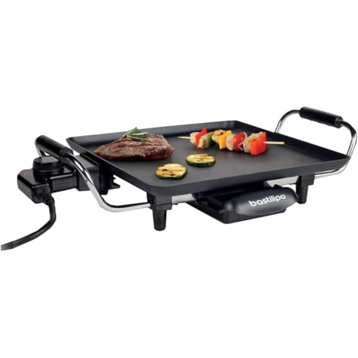 Bastilipo – Gratar de masa Vulcano Fast Table Chef VFT-1500, 1500 W – 28 x 28 cm, cu tava pentru colectarea grasimii