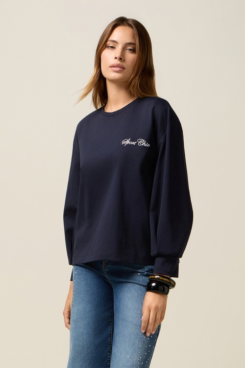 OLTRE, Bluza de trening lejera din amestec de bumbac, Bleumarin