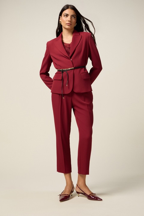 OLTRE, Pantaloni crop cu talie medie, Visiniu