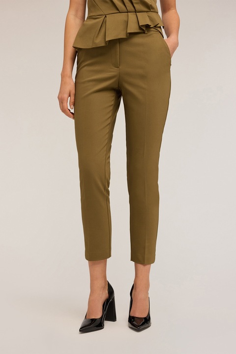 Motivi, Pantaloni cu croiala conica si buzunare oblice, Verde masliniu