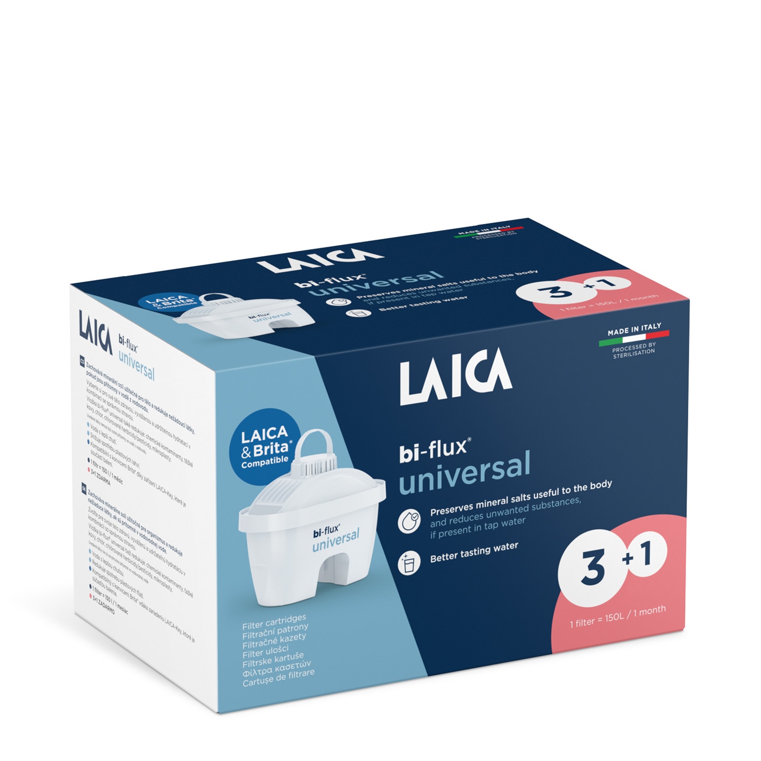 Laica Bi-flux Universal szűrőbetét készlet, 3+1 db, Brita